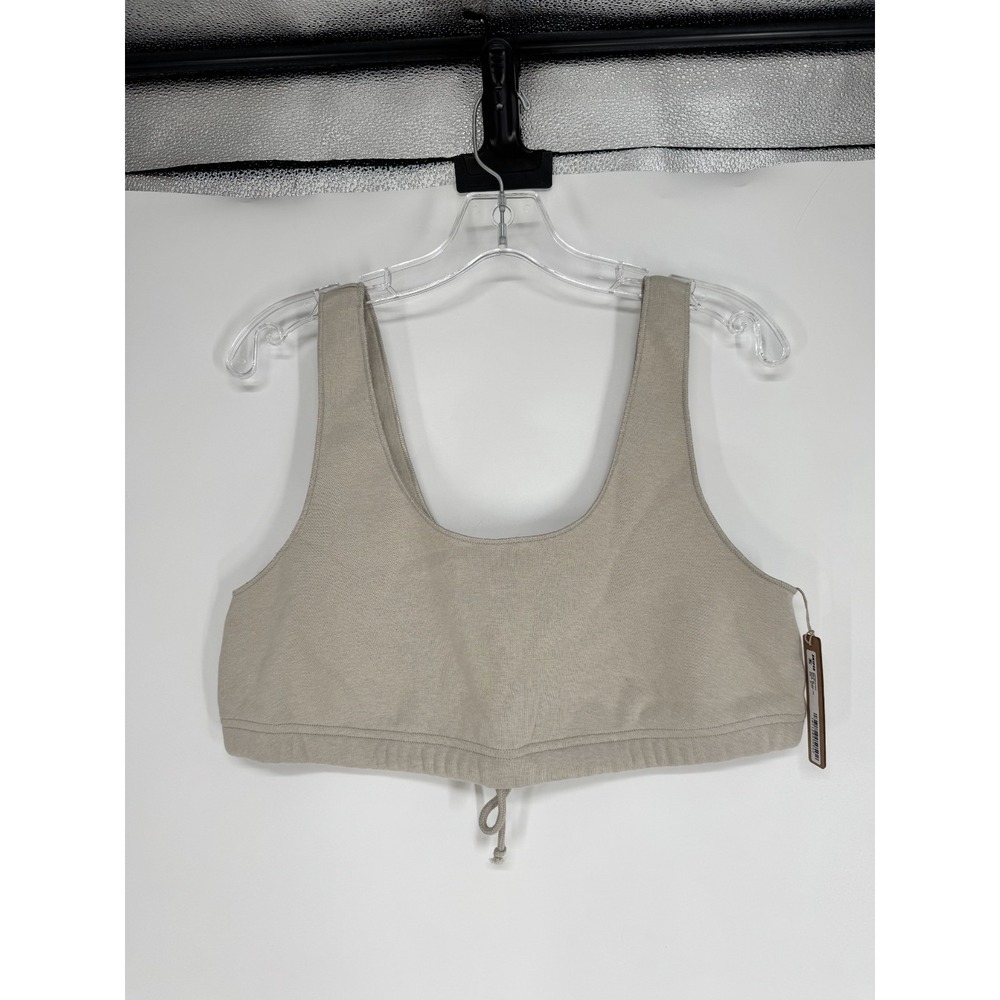 SKIMS Cotton Fleece Bralette Bra Womens Size 2XL 2X Stone Grey Scoop Neck